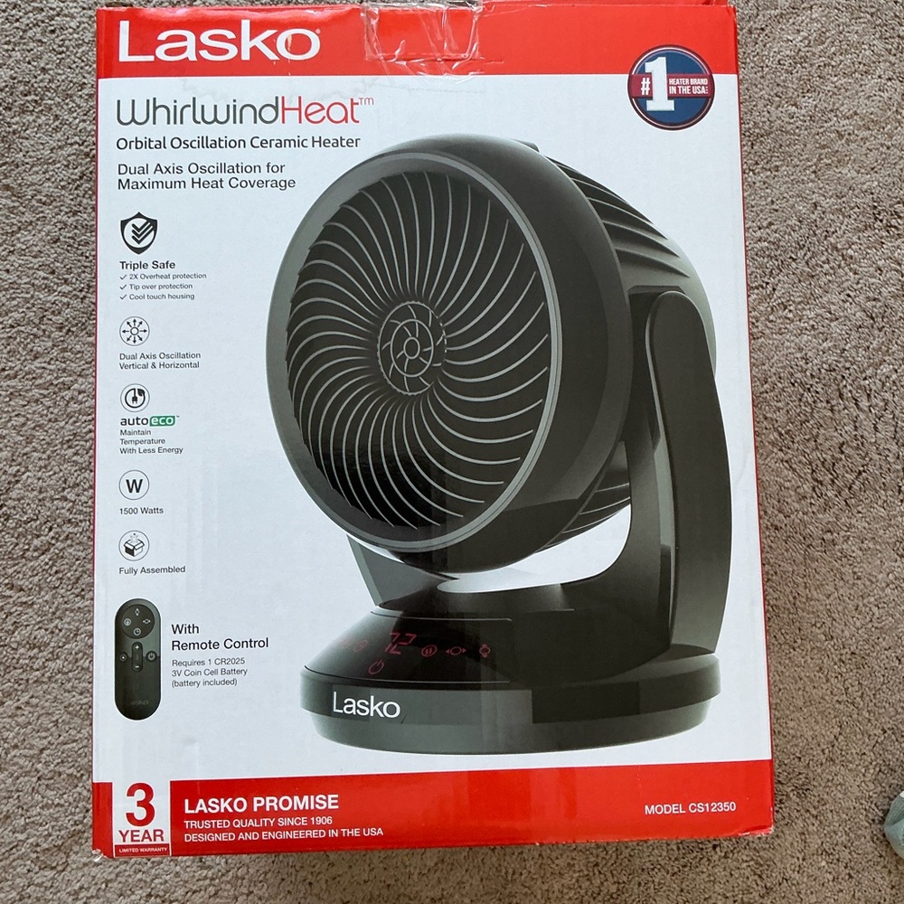 Lasko Whirlwind Heat Orbital Oscillation Ceramic Heater With Remote NWT